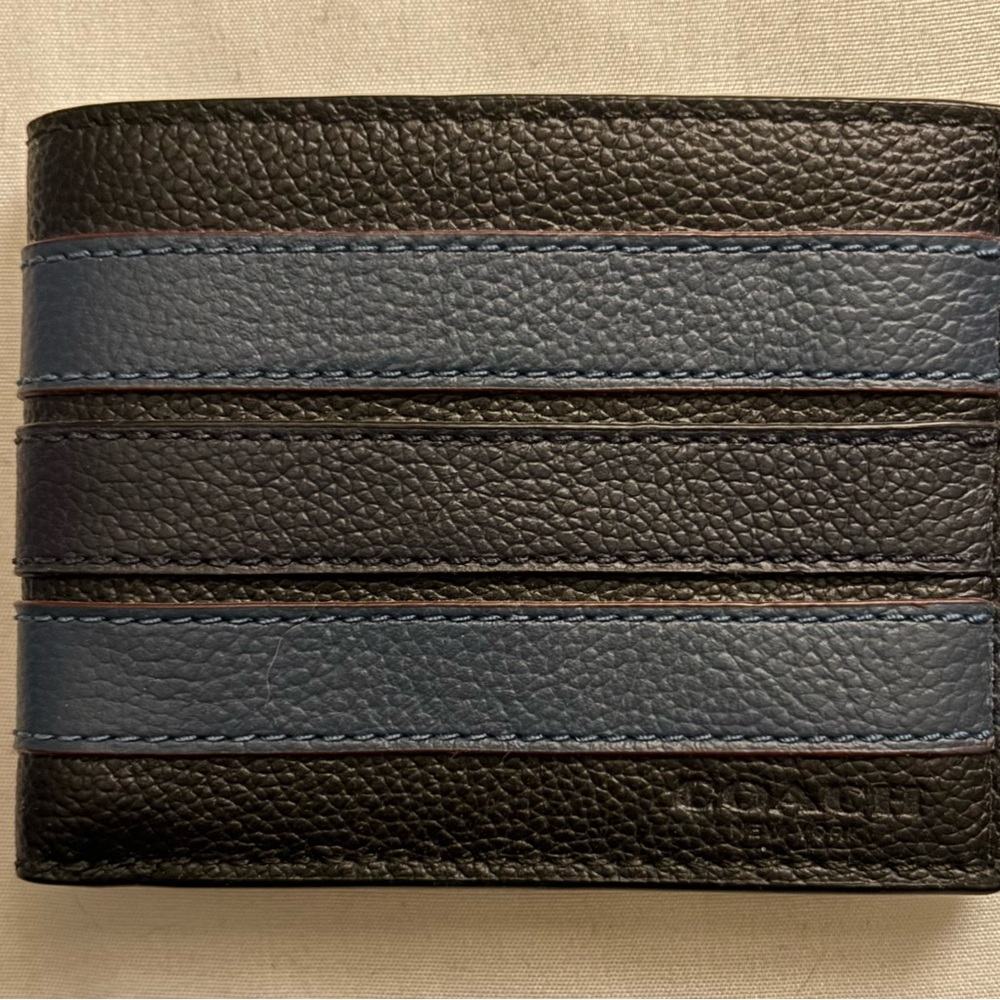 Coach Black and Blue Key & Card Holder New